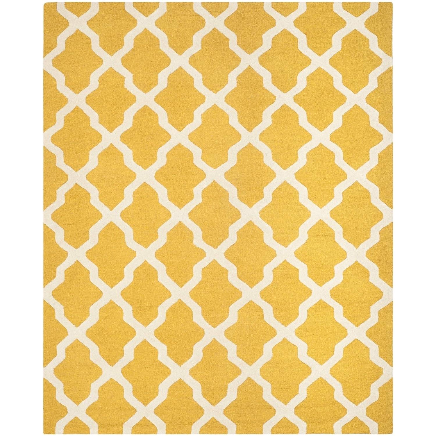 Handmade Gold and Ivory Wool Tufted 10' x 14' Rug