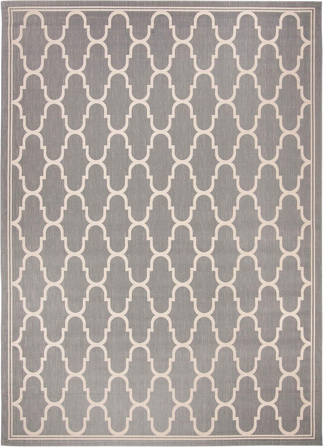 SAFAVIEH Courtyard Eustacia Geometric Trellis Indoor/Outdoor Area Rug Anthracite/Beige, 9' x 12'6"