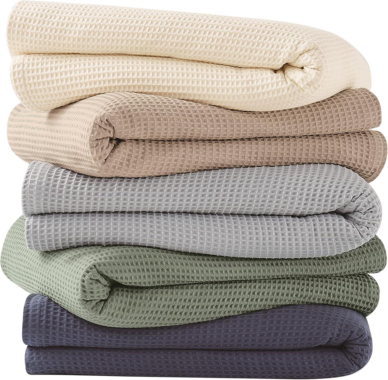 Modern Threads Thermal Waffle Weave Light Gray Cotton Bed Blanket, Twin