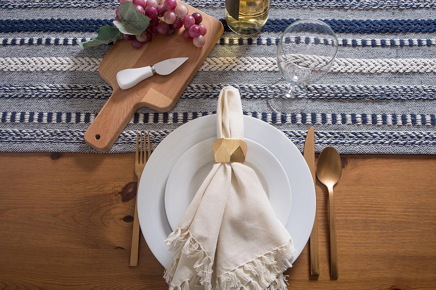 NAVY BRAIDED STRIPE TABLE RUNNER 15x72