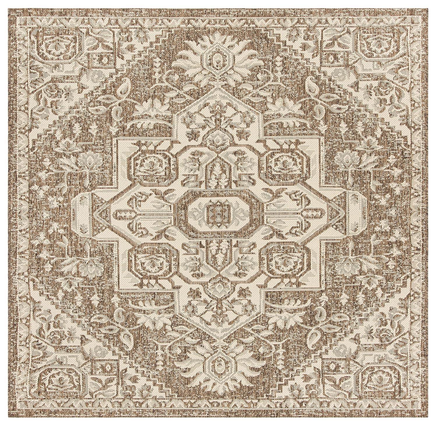 Beach House BHS138 Power Loomed Indoor/Outdoor Area Rug - Cream/Beige - 6'7"x6'7" - Safavieh