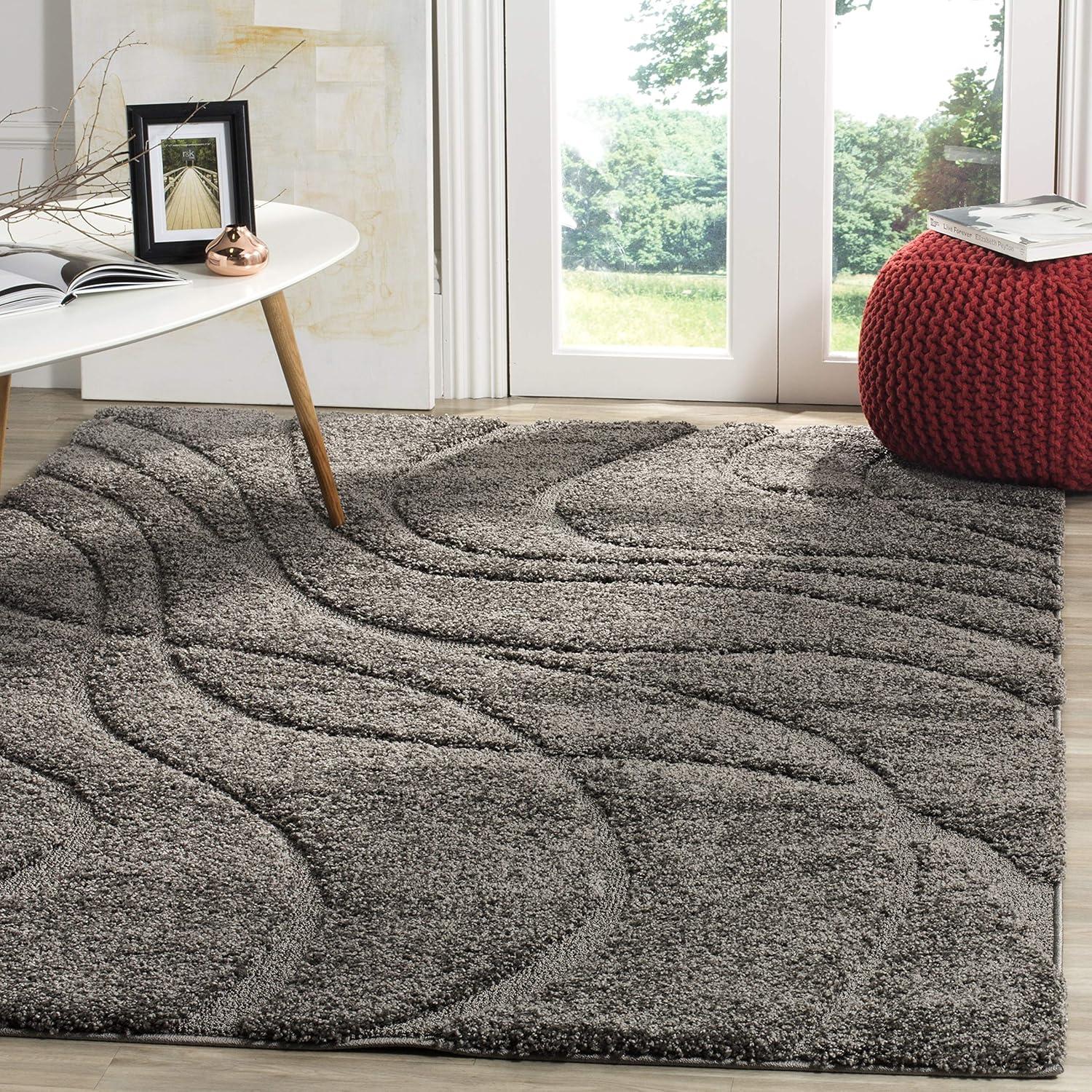 Florida Shag SG471 Power Loomed Indoor Area Rug - Grey/Grey - 5'3"x7'6" - Safavieh