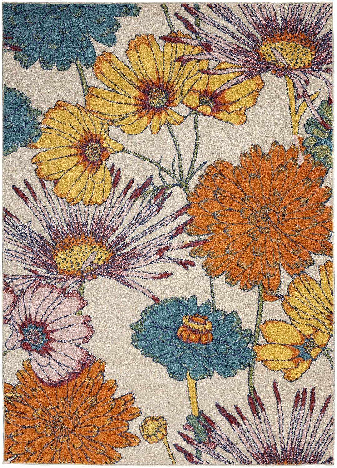 Nourison Allur Oversized Flowers Indoor Area Rug Red Multicolor 5'3" x 7'3"