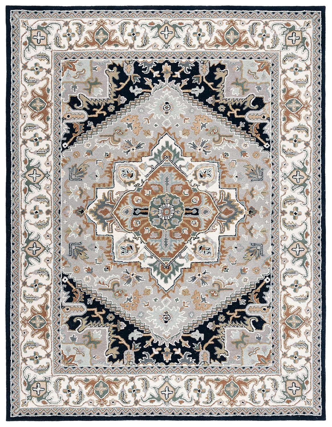 Heritage HG625 Handmade Area Rug - 8'x10' - Grey/Navy - Safavieh