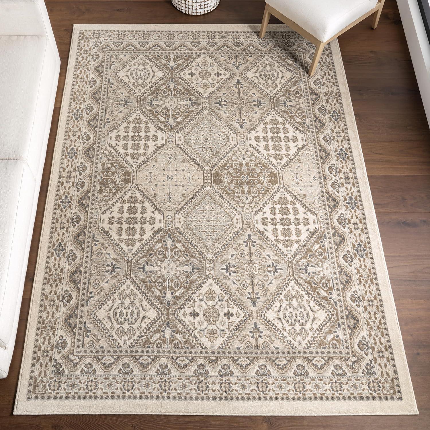 Nuloom 3x5 Becca  Tiled Indoor Area Rug, Beige, Faded Transitional Design, Stain Resistant, BedroomLiving Room, Kitchen,