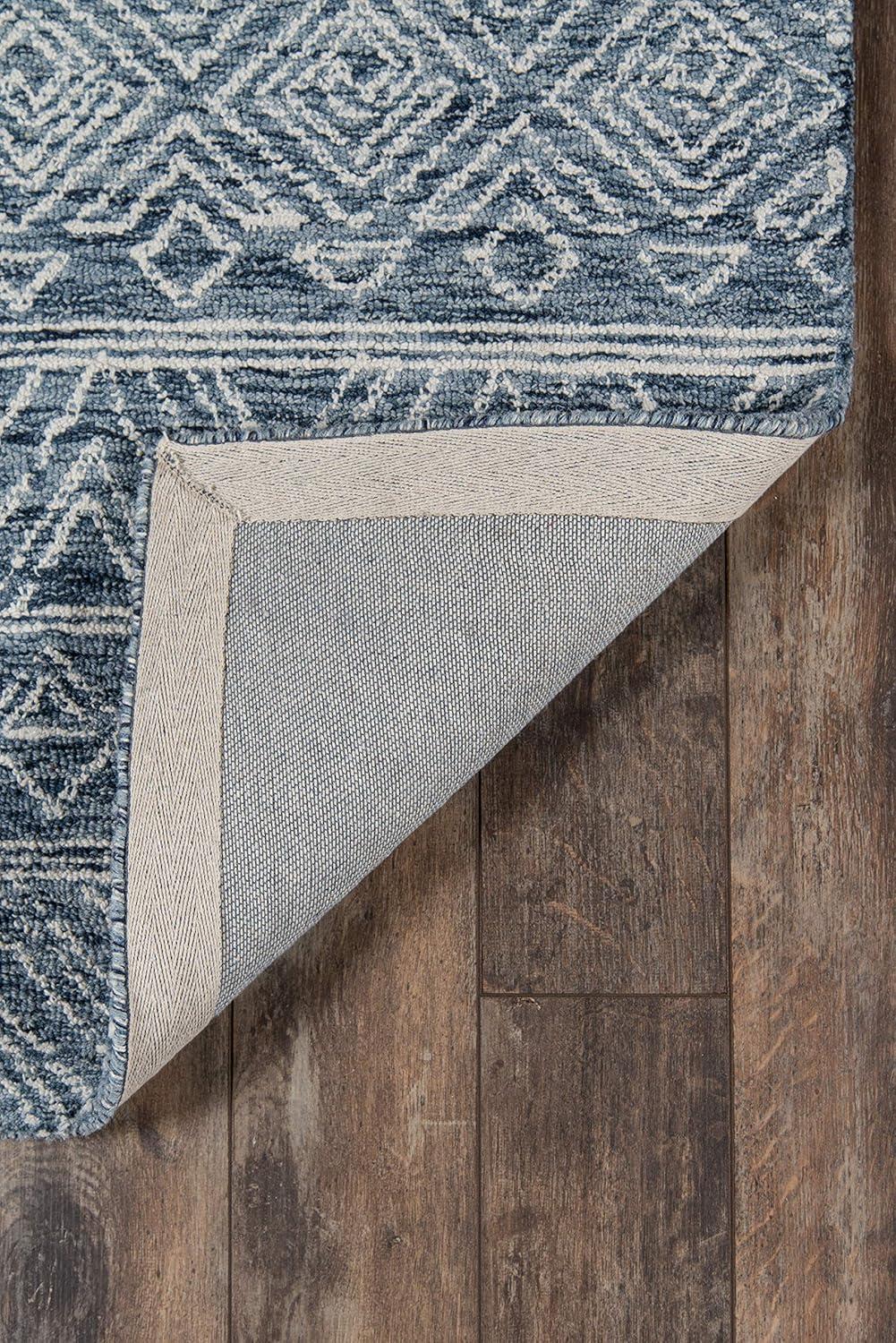 3'6"x5'6" Mallorca Evalyn Area Rug Denim - Momeni: Wool, Geometric, Bohemian, Handmade, Low Pile, Indoor Use