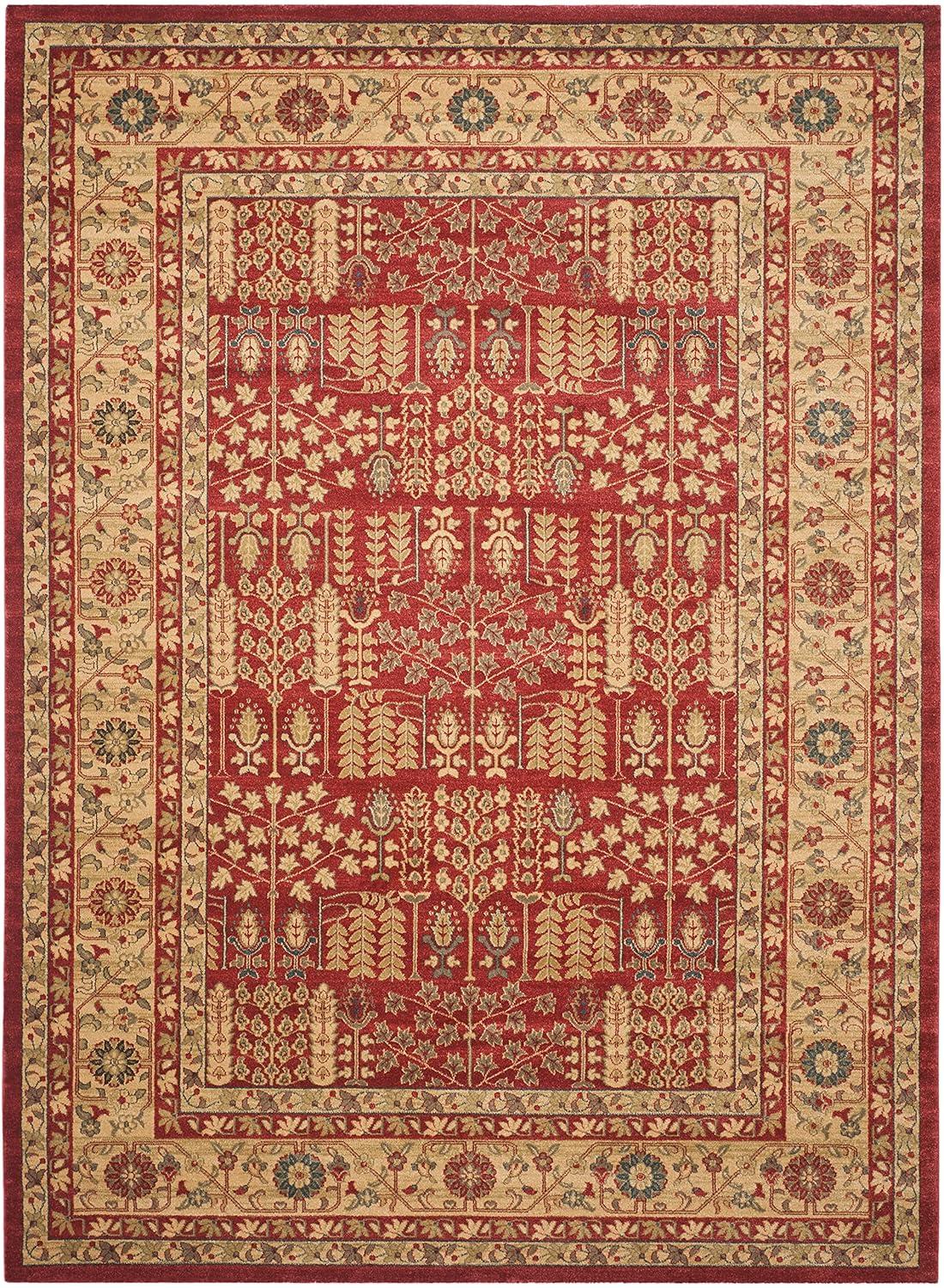 Traditional Red and Natural Synthetic 8' x 10' Area Rug