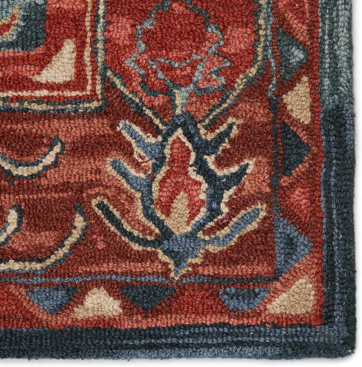 Jaipur Living Cardamom 9 x 12 (ft) Tufted Wool Red/Blue Rectangular Indoor Medallion Global Area rug