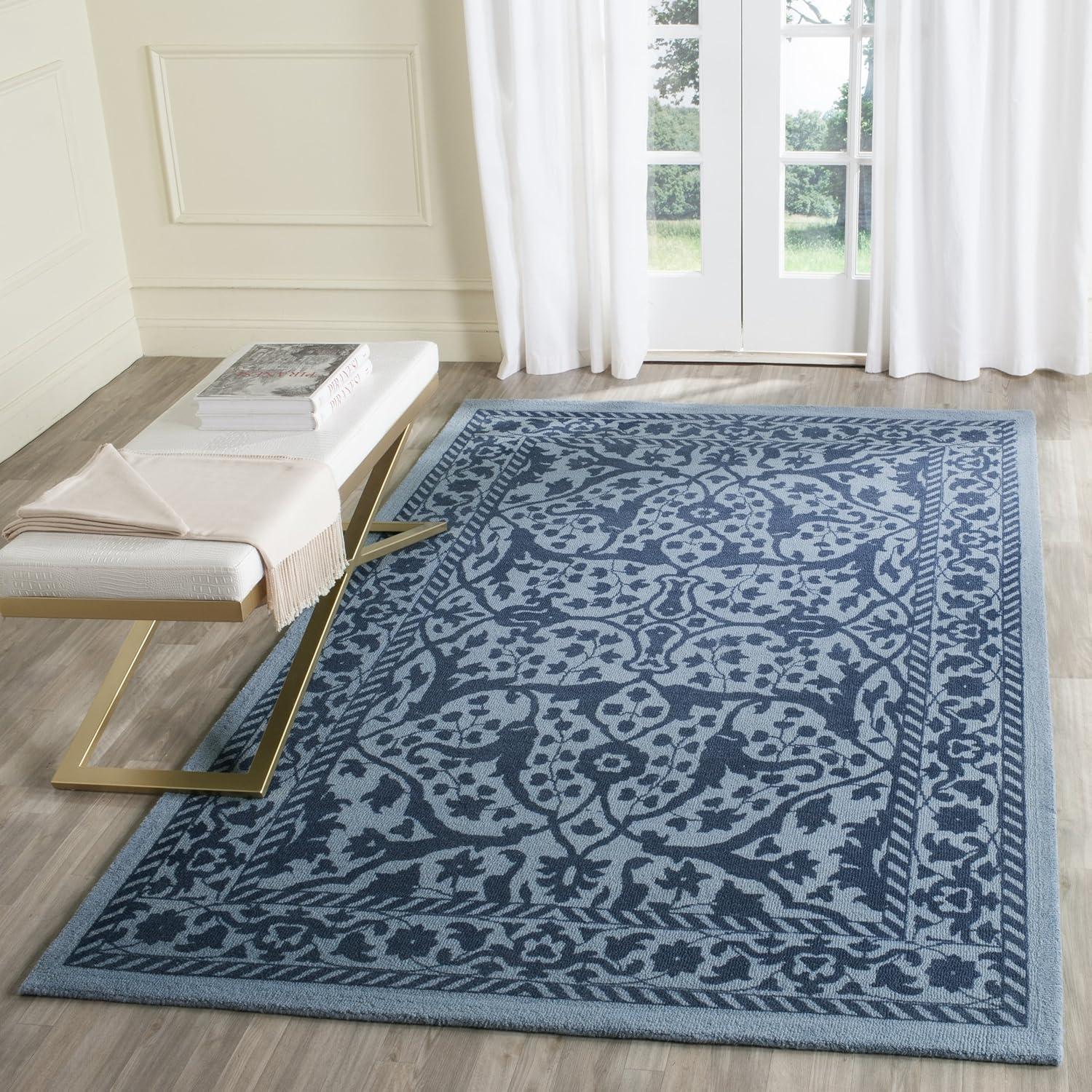 Restoration Vintage RVT102 Hand Tufted Accent Rug - Blue/Dark Blue - 2'x3' - Safavieh.