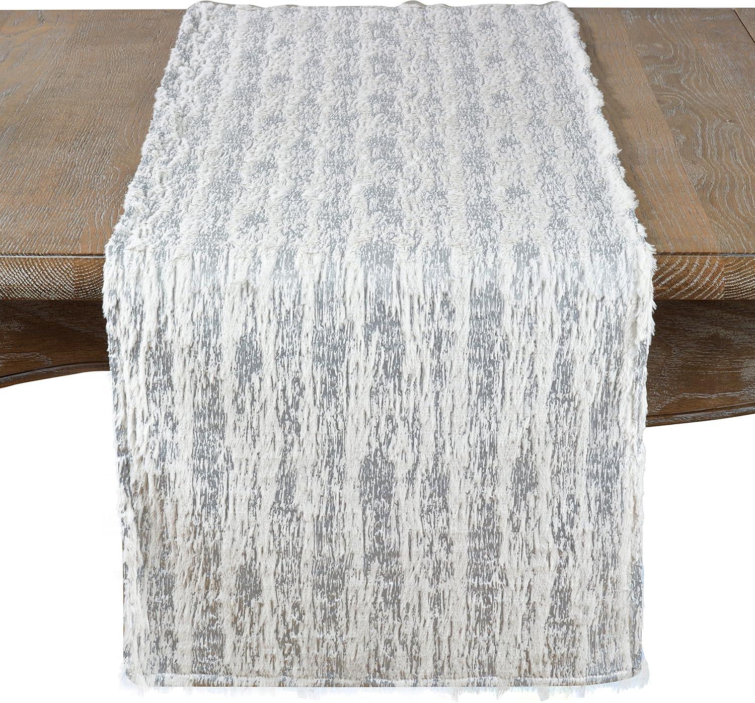 Saro Lifestyle Metallic Foil Print With Accented Faux Fur Runner