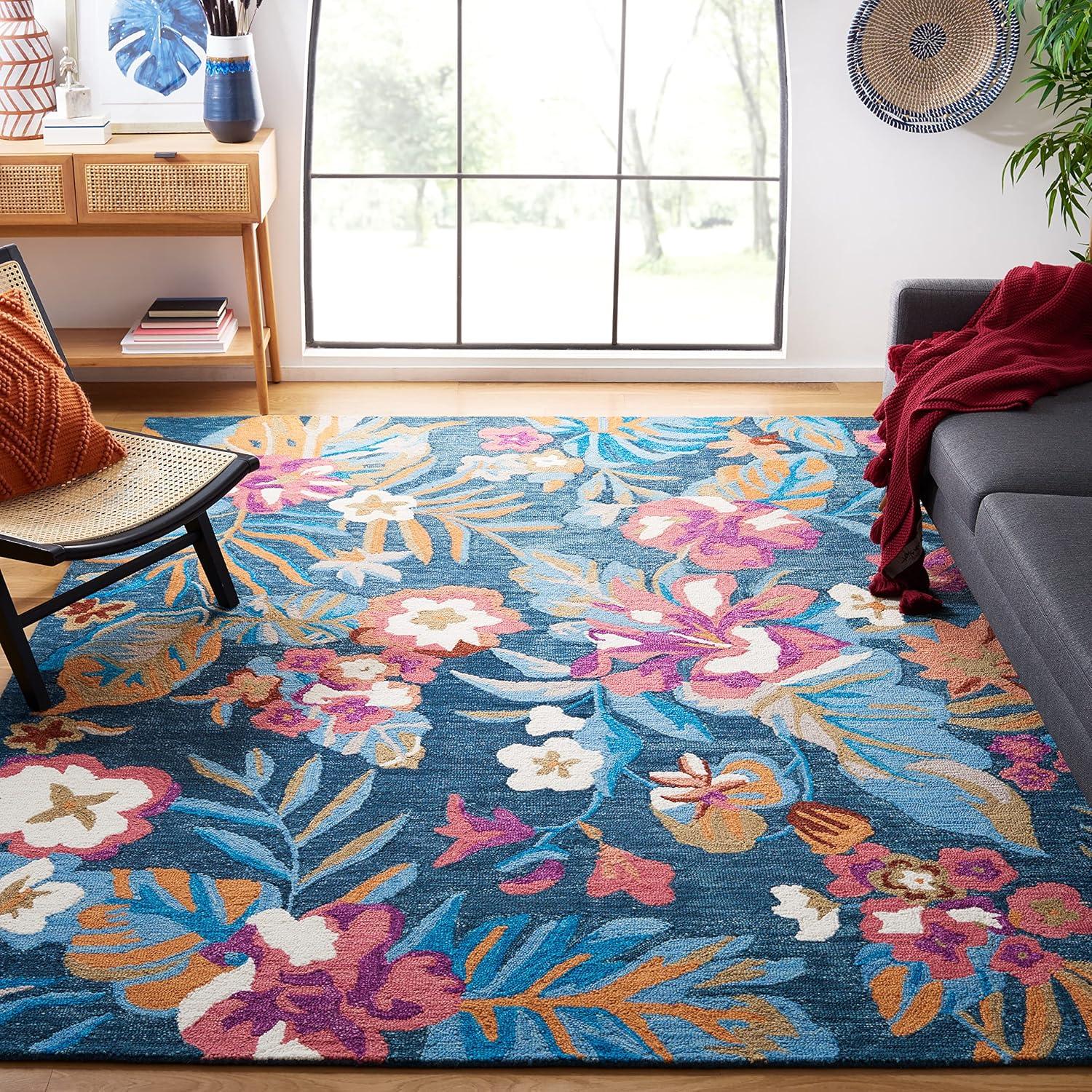 Jardin JAR152 Hand Tufted Area Rug - Blue/Pink - 8'x10' - Safavieh.