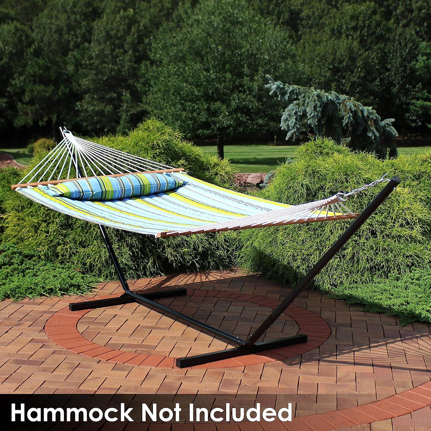 Sunnydaze Hammock Stand with Heavy-Duty Steel Beam Construction - Black - 350 lb Weight Capacity/12' Stand