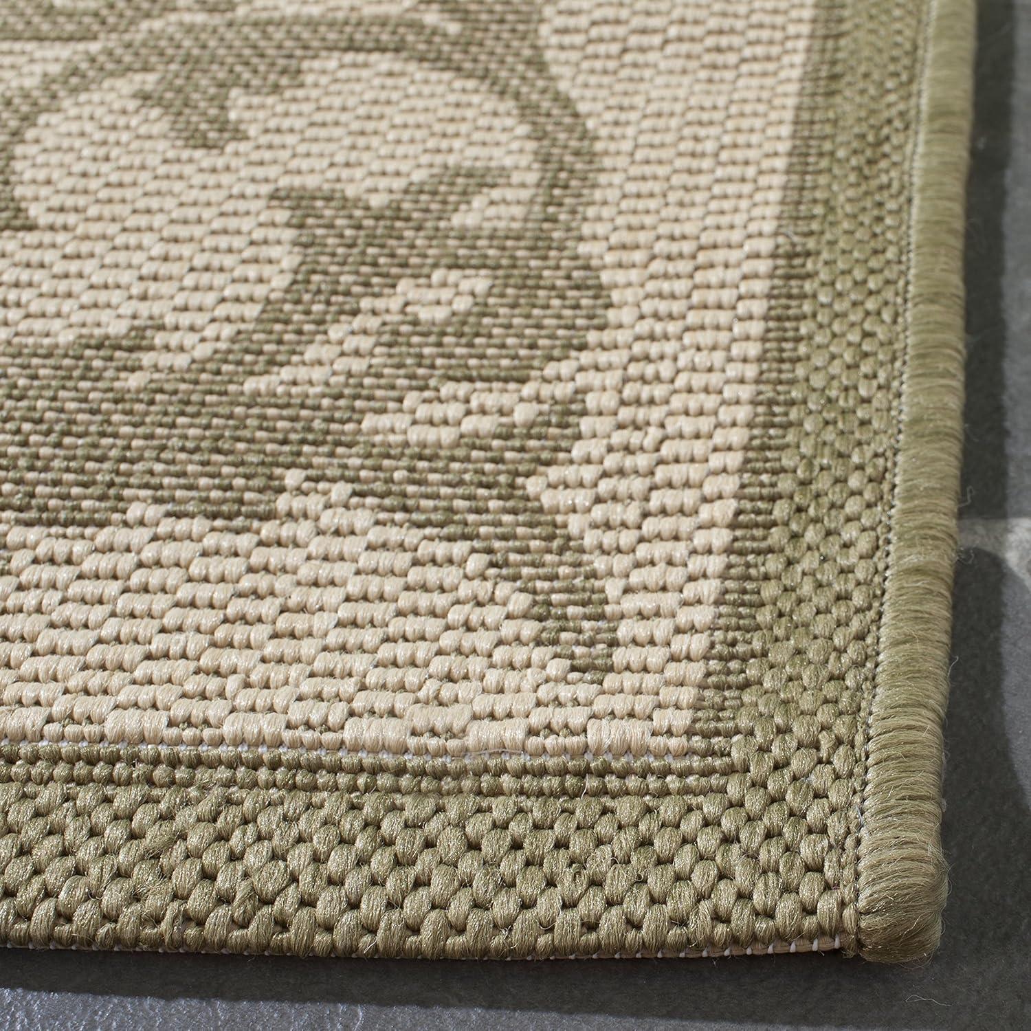 Olive & Natural Easy-Care Synthetic Runner Rug - 2'3" x 6'7"