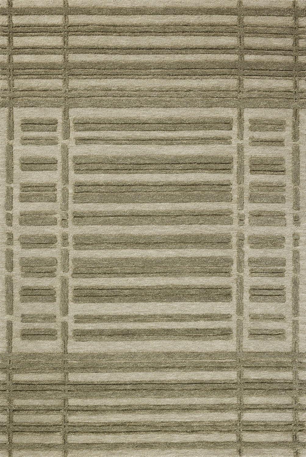 Sage and Olive Hand-Tufted Wool Striped Runner Rug