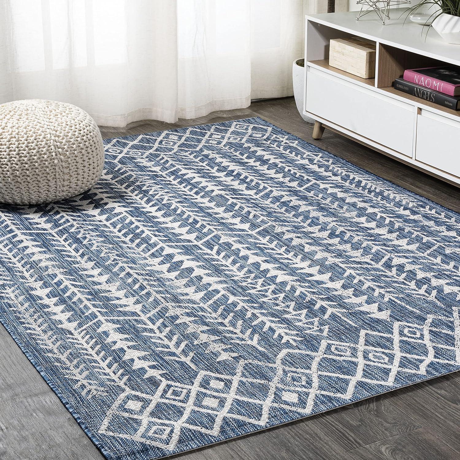 3'x5' Tokay Bohemian Geometric Indoor/Outdoor Area Rug, Blue/Ivory - JONATHAN Y