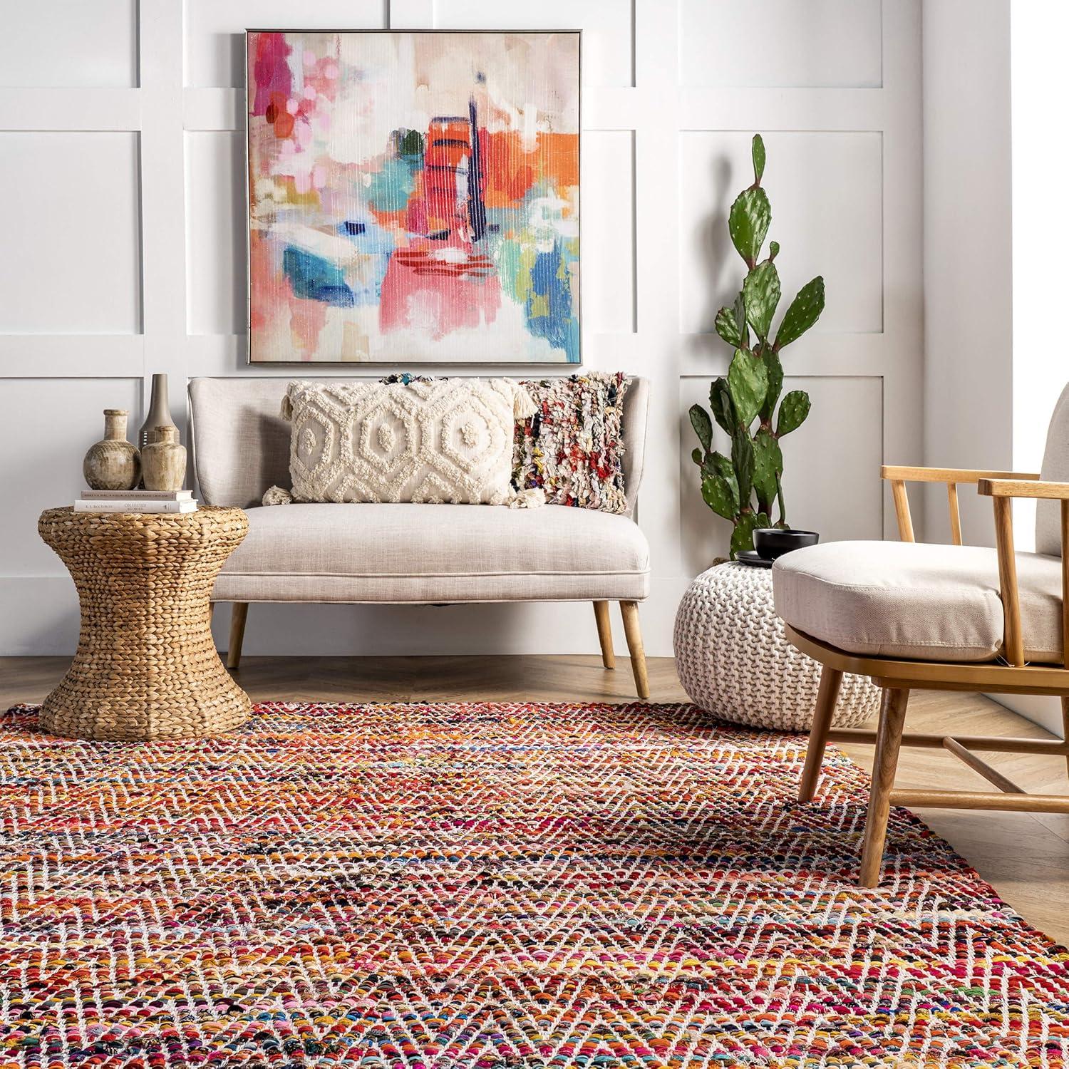 nuLOOM Rochell Handwoven Chevron Runner Rug, 2' 6" x 10', Magenta