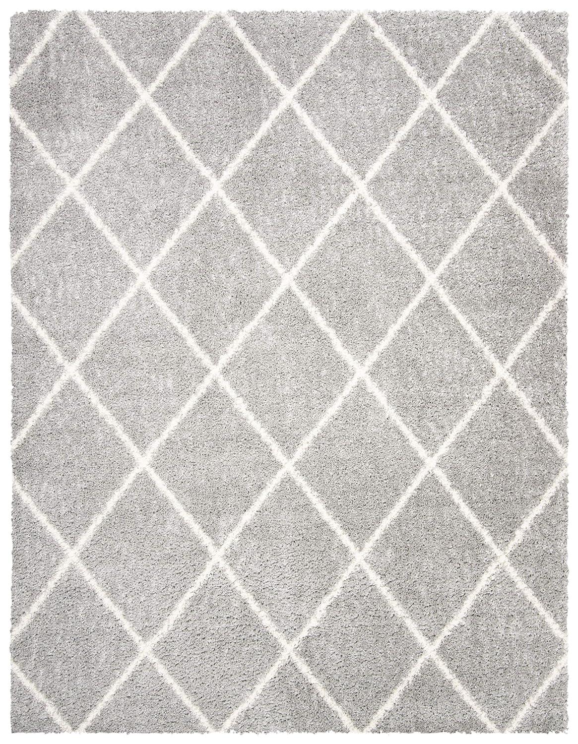 Parma Shag PMA515 Power Loomed Indoor Area Rug - 8'x10' - Grey/Cream - Safavieh