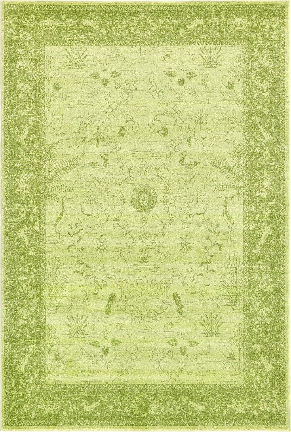 Unique Loom 6' 1 x 9' 0 Light Green La Jolla Floral Area Rug