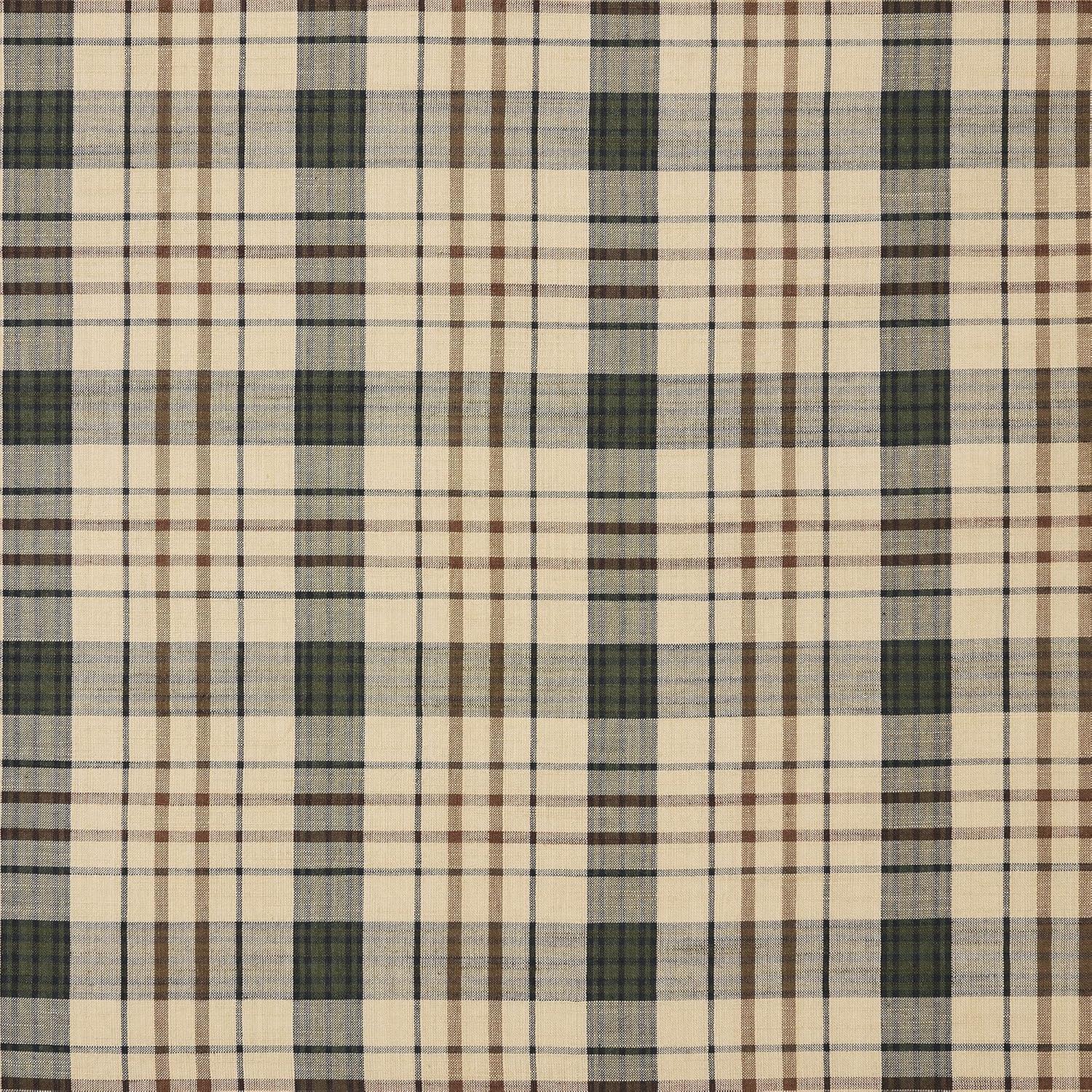 Holms Plaid Cotton Tailored Window Valance in Khaki/ Forest Green/ Russet