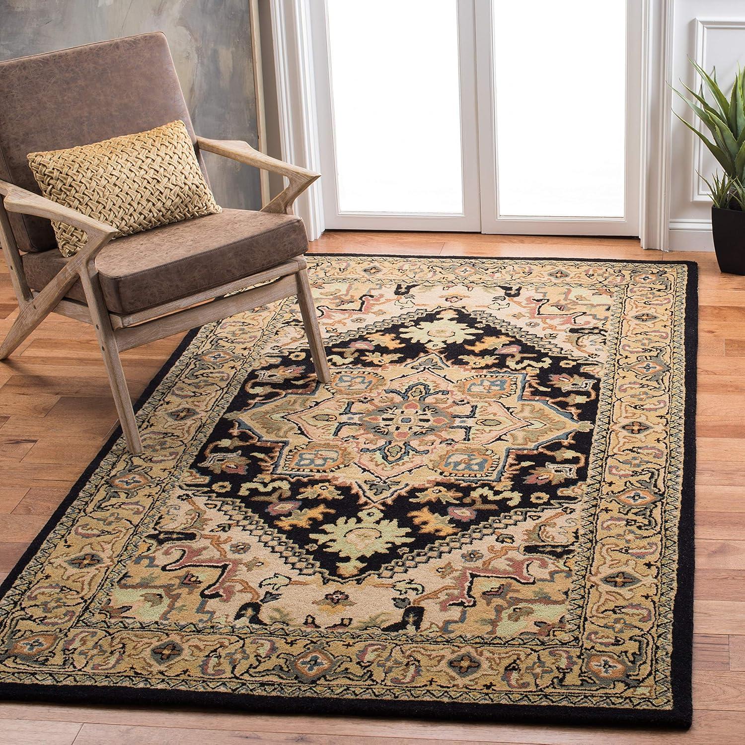 Heritage HG625 Handmade Area Rug - 5'x8' - Black/Gold - Safavieh
