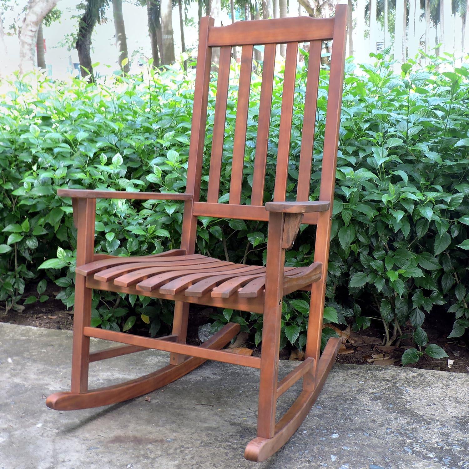 Natural Stained Acacia Wood Traditional Rocking Chair