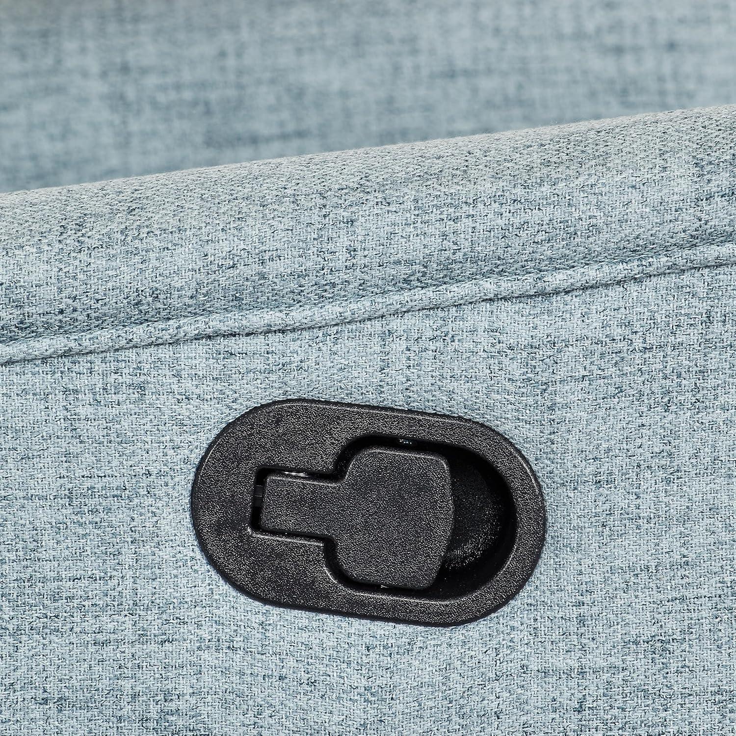 CorLiving Jasmine Swivel Glider Press-Back Recliner Chair Blue: Upholstered Polyester, Metal & Wood Frame, 300lb Capacity