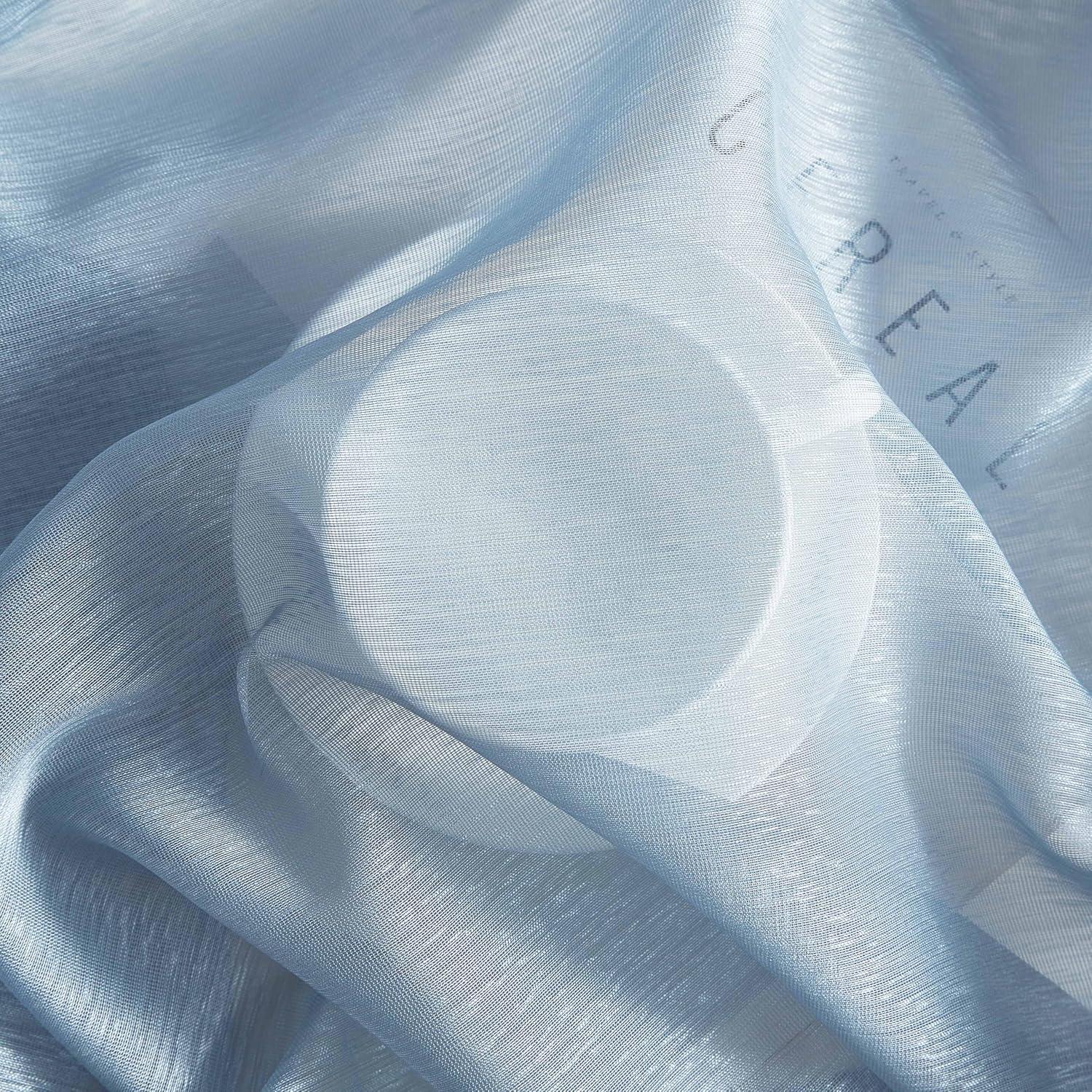 HLC.ME Semi Sheer Voile Light Filtering Transparent Window Curtain Grommet Panels - Set of 2 - Dusty Blue, 54 W x 72 L