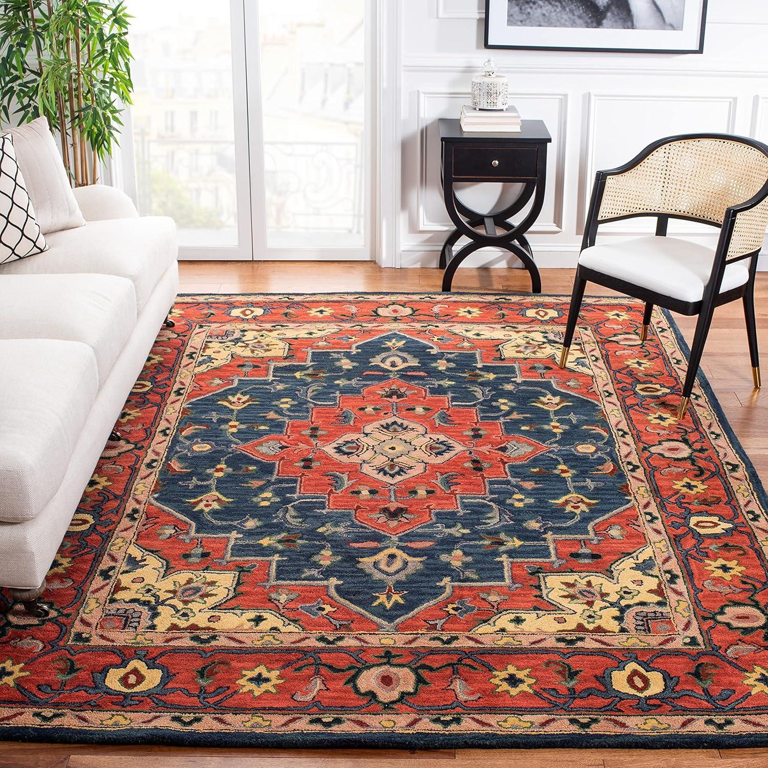 Heritage HG923 Hand Tufted Area Rug - Blue/Red - 6'x6' - Safavieh.