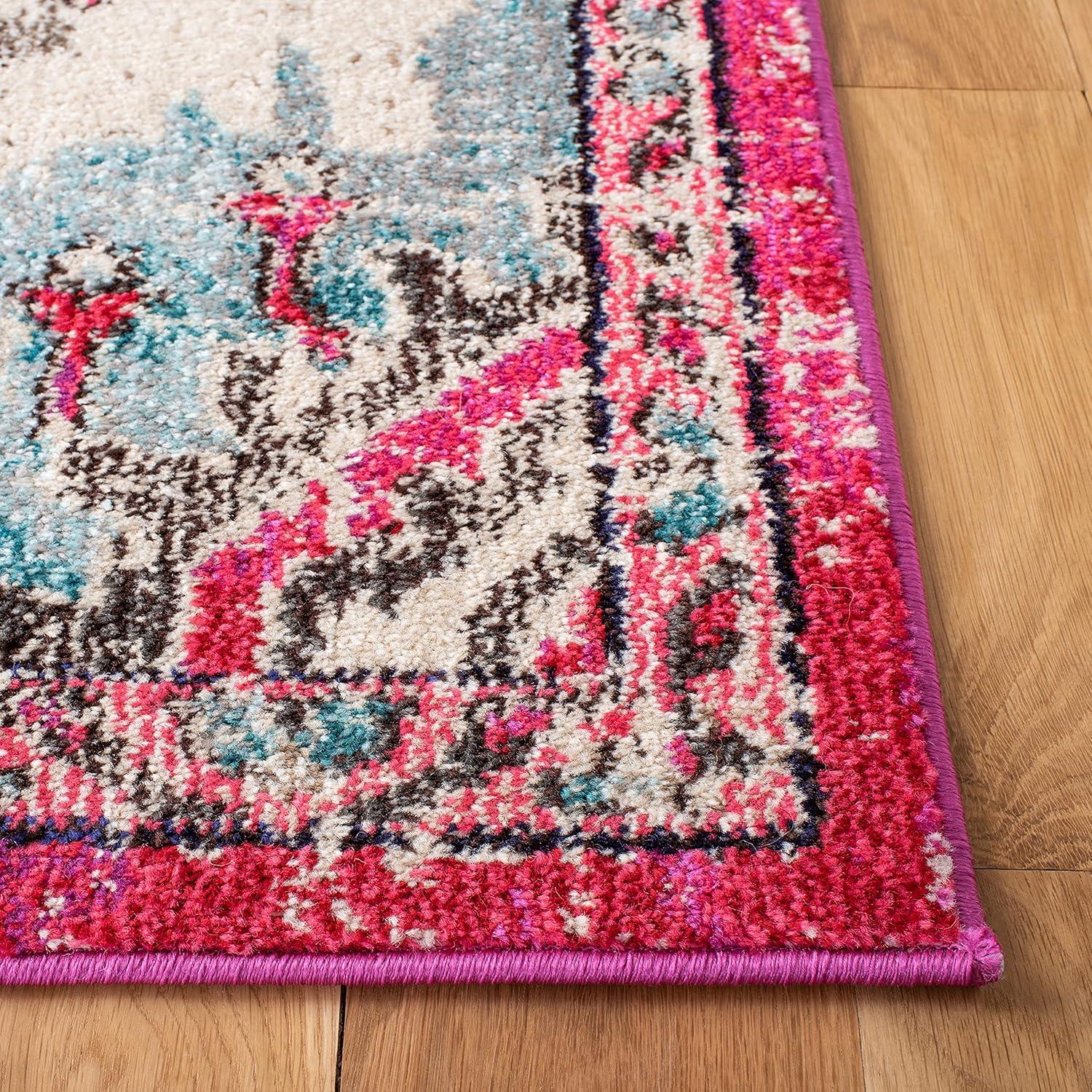 Madison MAD484 Power Loomed Indoor Accent Rug - Fuchsia/Light Blue - 3'x5' - Safavieh