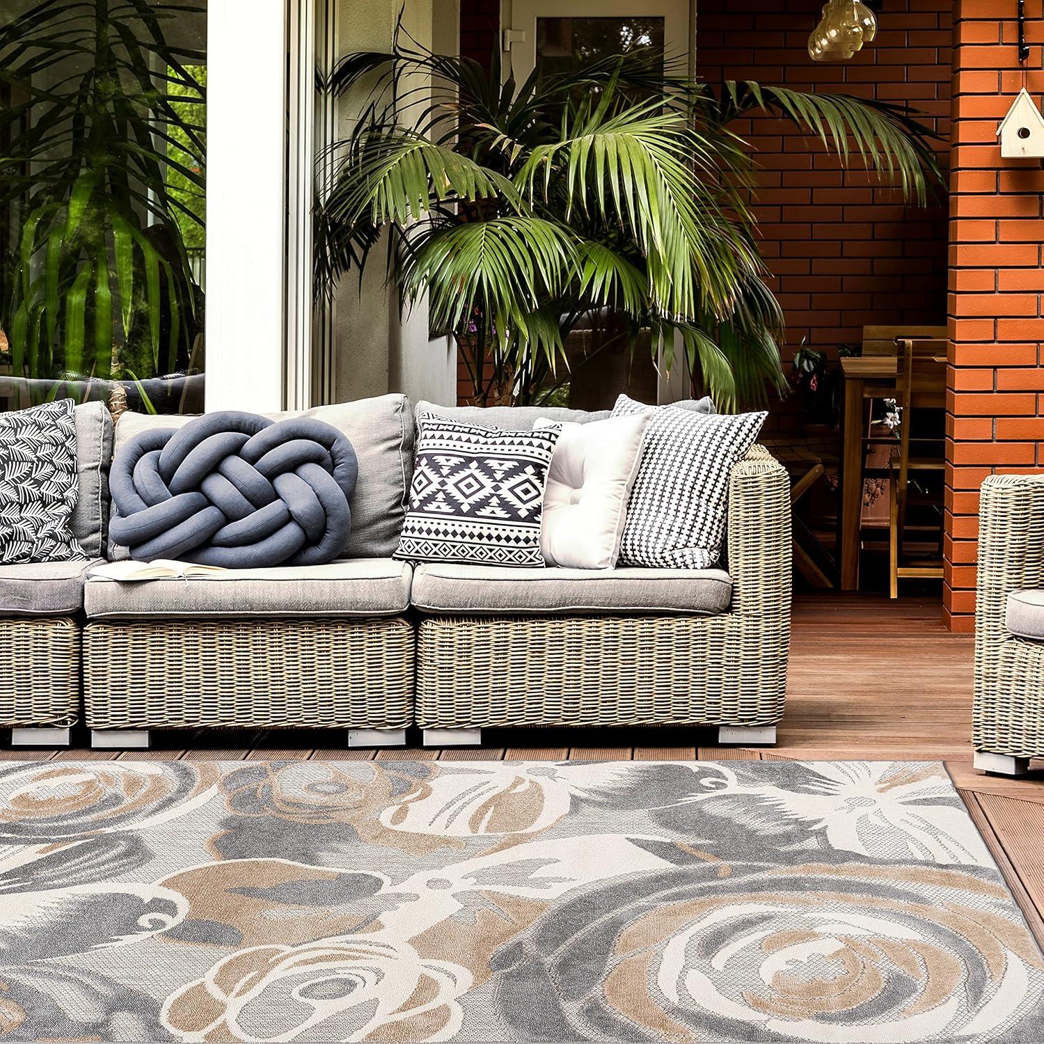 World Rug Gallery Modern Floral Indoor/Outdoor Area Rug
