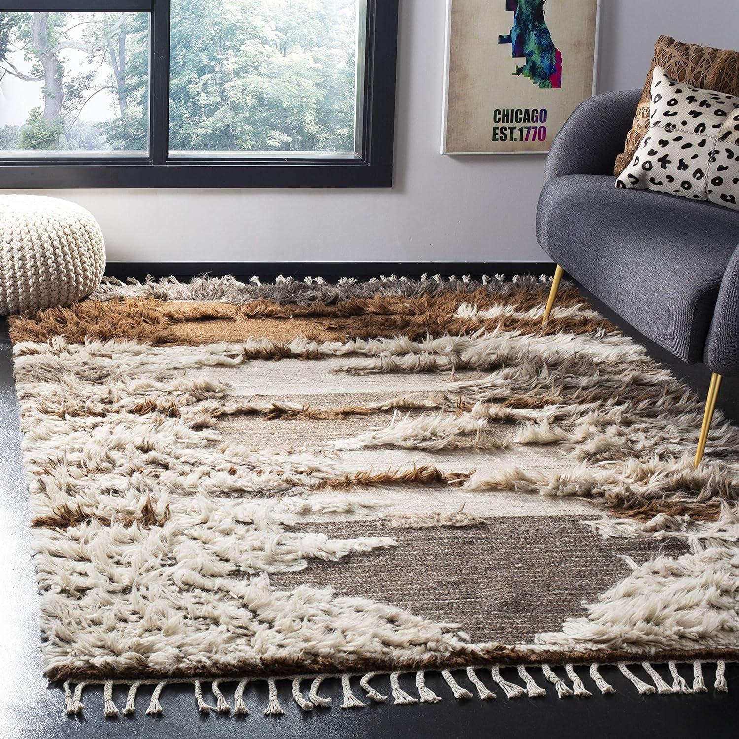 Alimatou Hand Knotted Wool/Cotton Abstract Rug in Gray/Brown