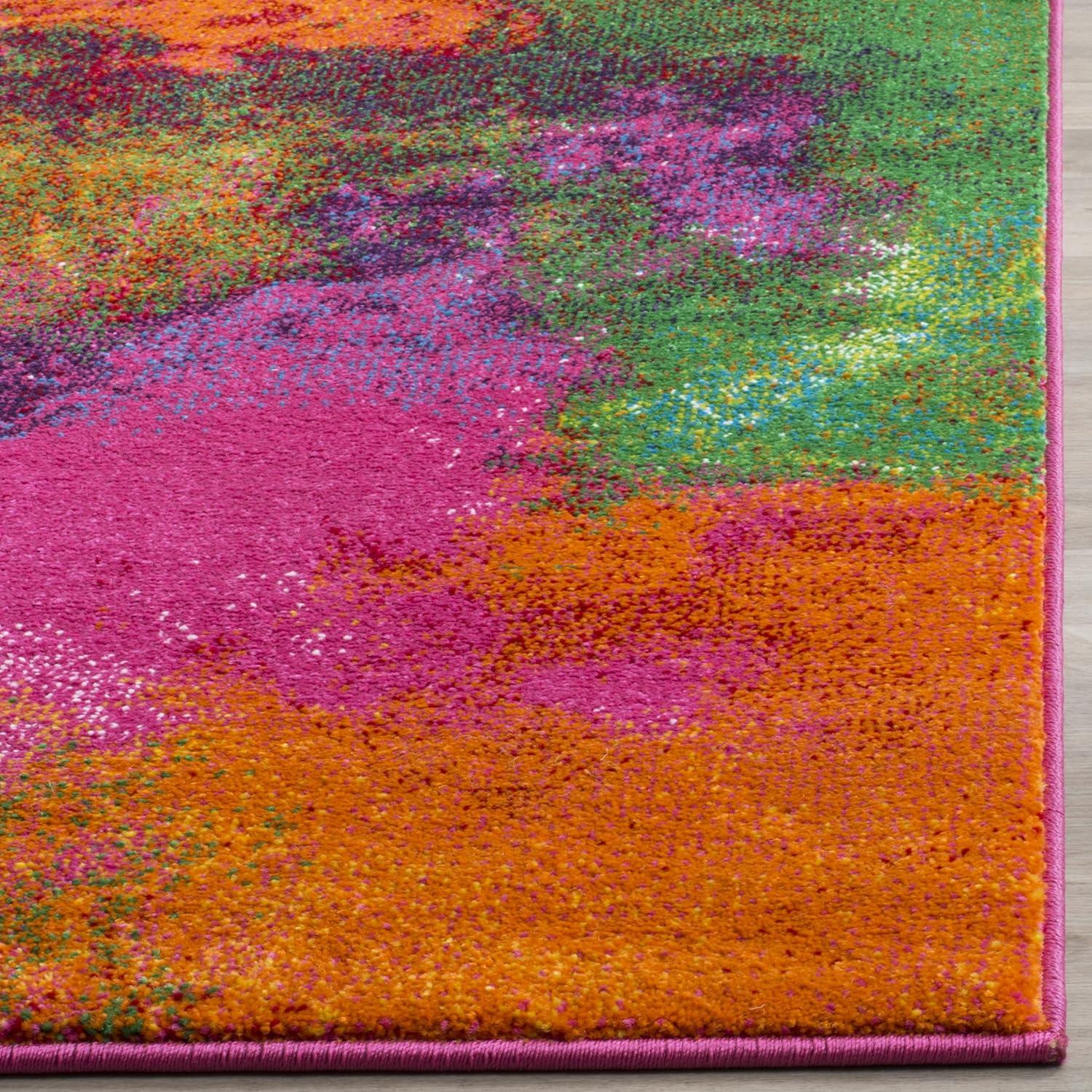 Colorful Abstract Boho Synthetic Area Rug 2'3" x 4'