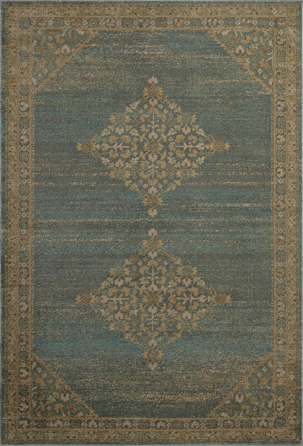 Mona I Rug by Magnolia Home by Joanna Gaines x Loloi - Aqua and Wheat / 8'10" x 12'