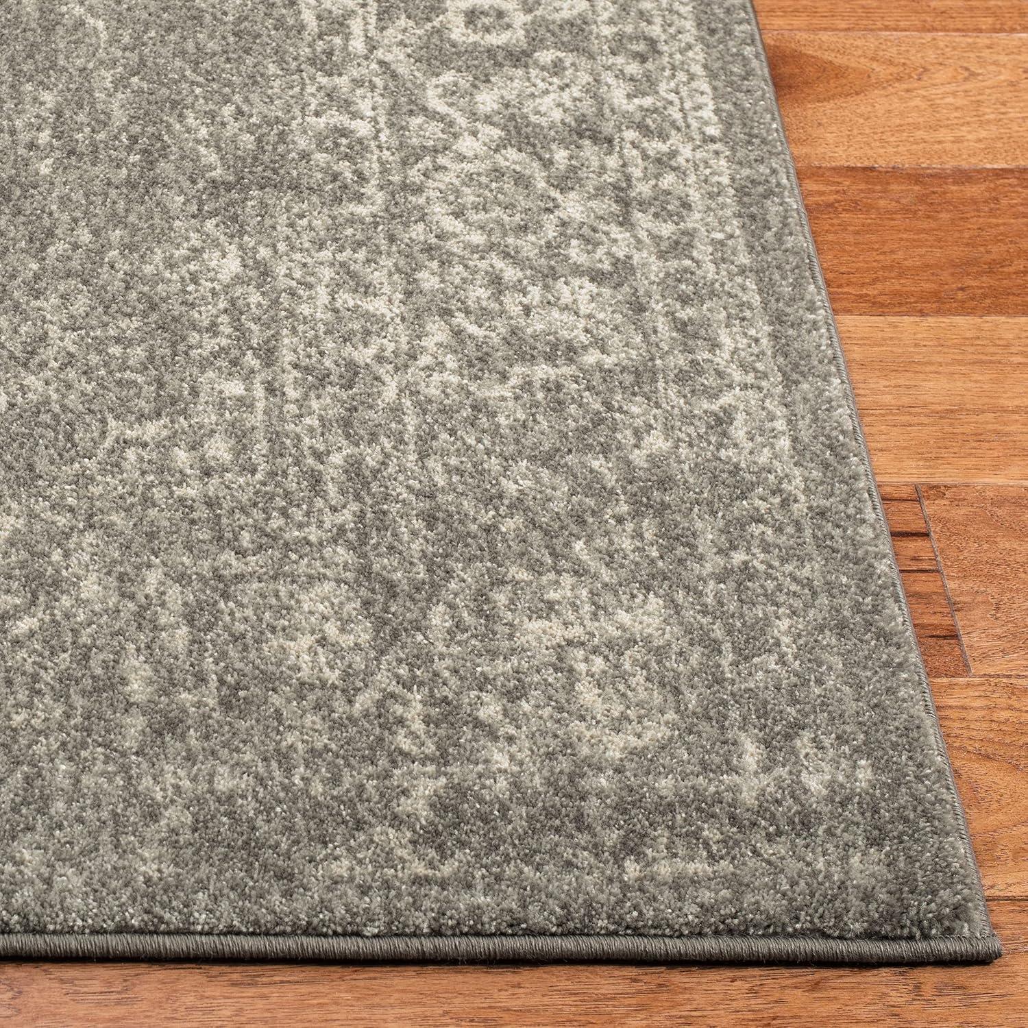 Evoke EVK256 Power Loomed Area Rug - Silver/Ivory - 9'x9' - Safavieh.