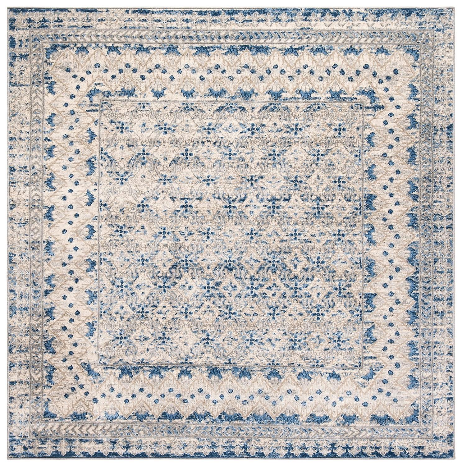 Brentwood BNT899 Power Loomed Indoor Area Rug - Light Grey/Blue - 5'x5' - Safavieh