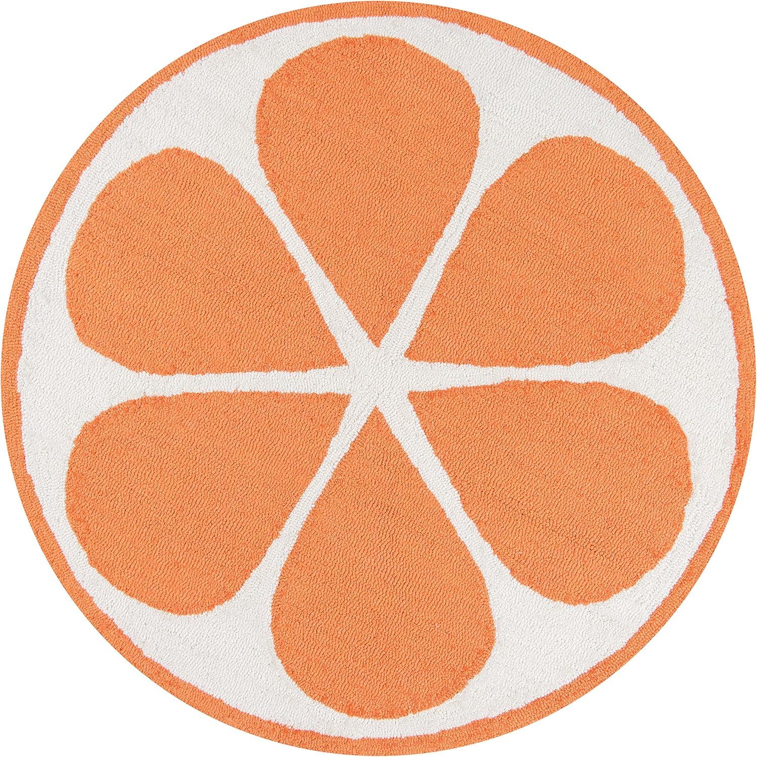 3' Fruit Hooked Round Accent Rug Orange - Novogratz By Momeni