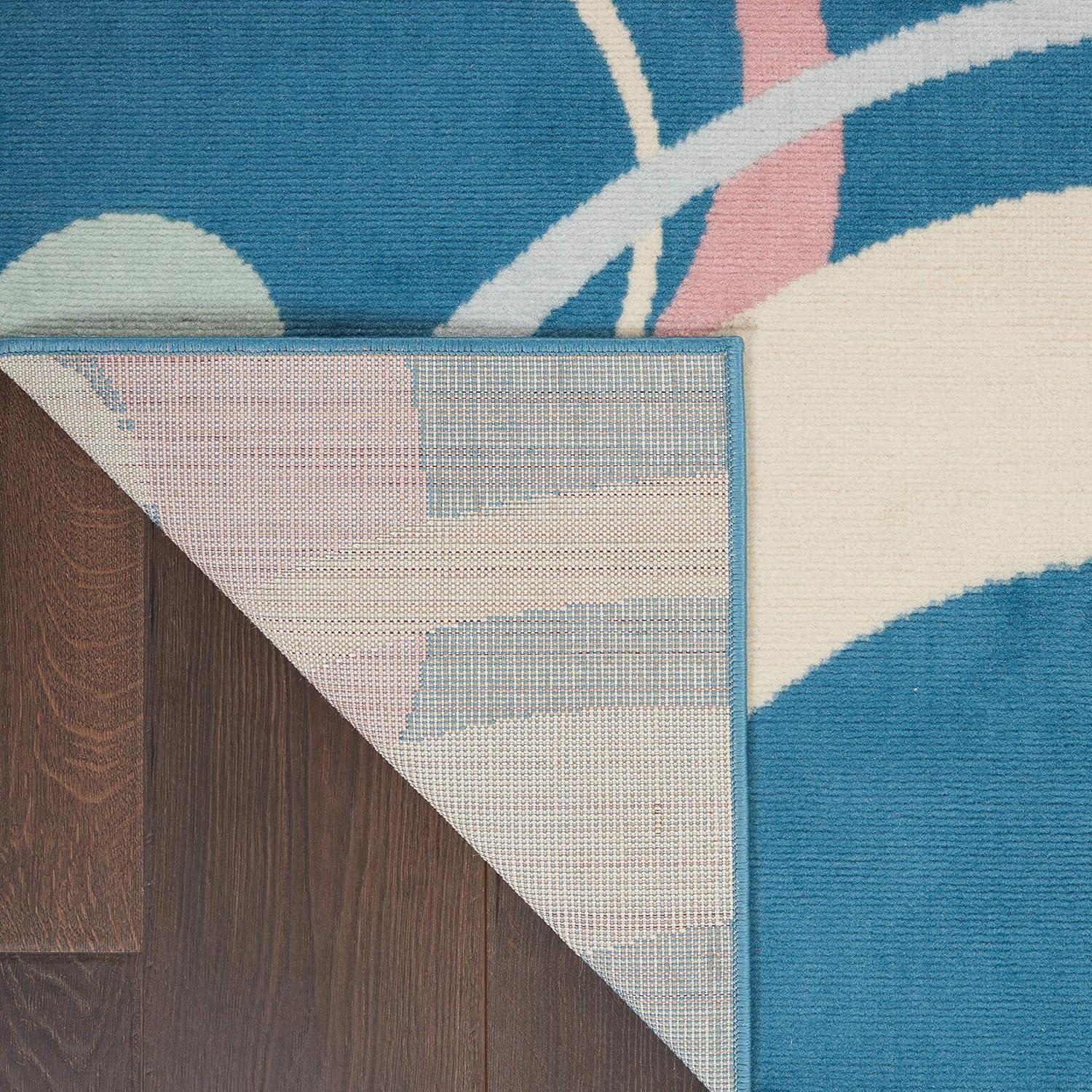 Nourison Grafix 6'X9' (6' x 9') Blue Multi Colored Area Rug Retro Contemporary Geometric by Nourison