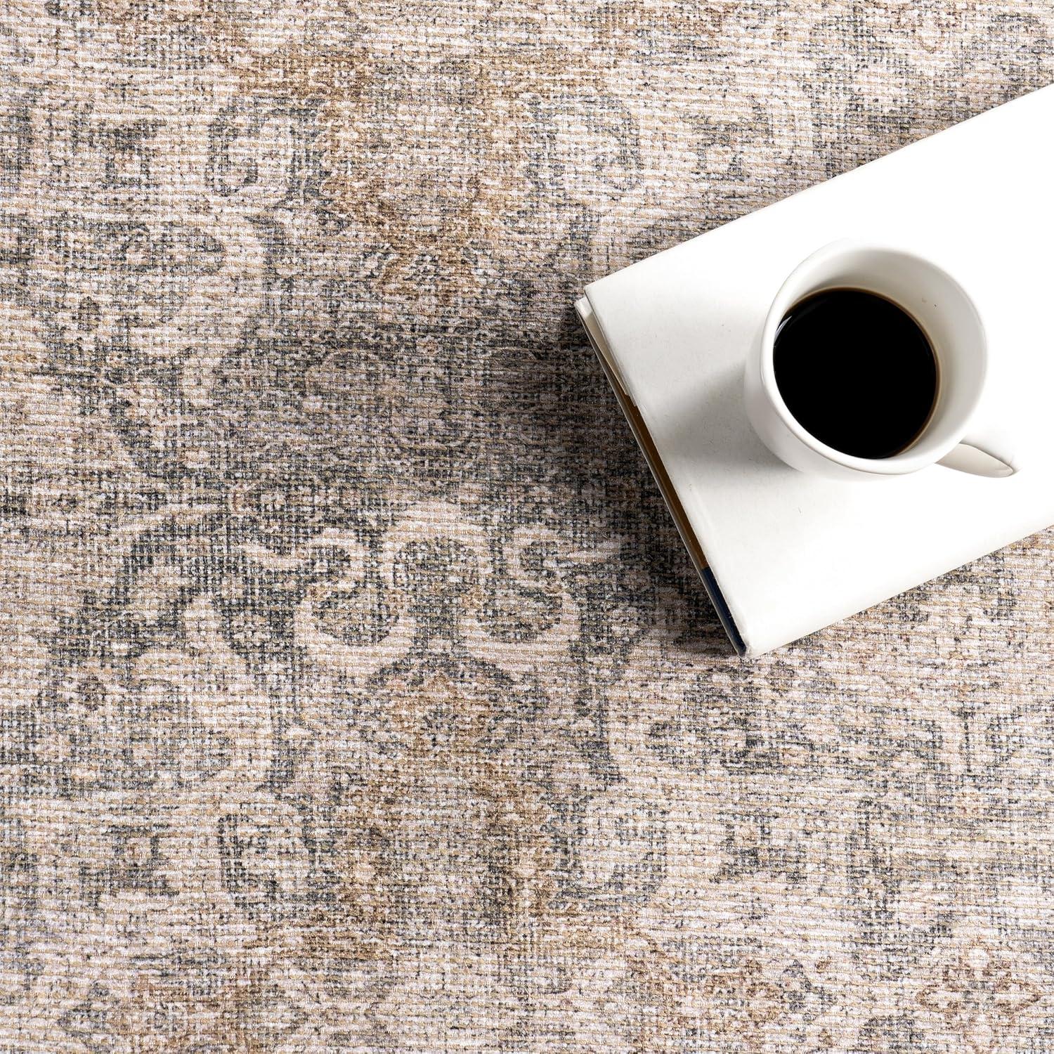 Nuloom Hillstone Collection Else Traditional Vintage Medallion Area Rug, 5' x 8', Beige