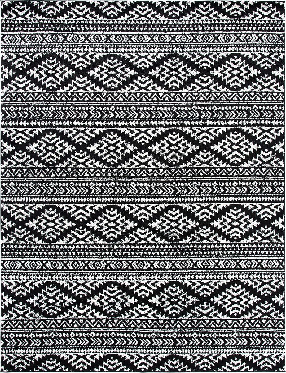 Tulum TUL272 Power Loomed Indoor Area Rug - Black/Ivory - 8'x10' - Safavieh