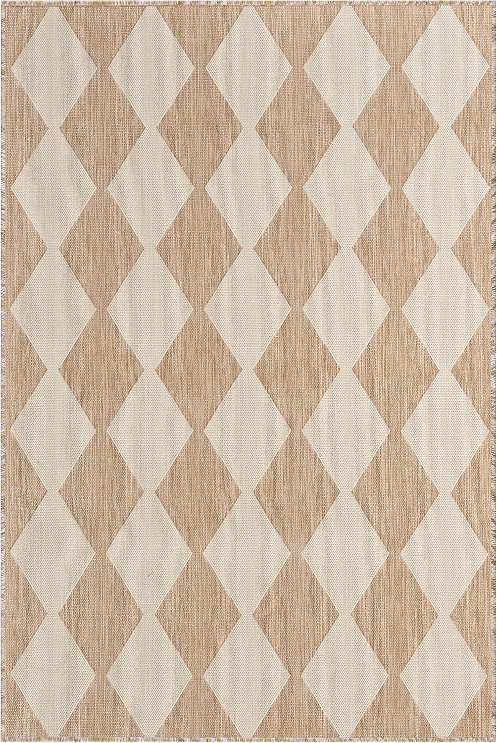 Nourison Positano 4' x 6' Jute Diamond Modern Flatweave Indoor/Outdoor Rug