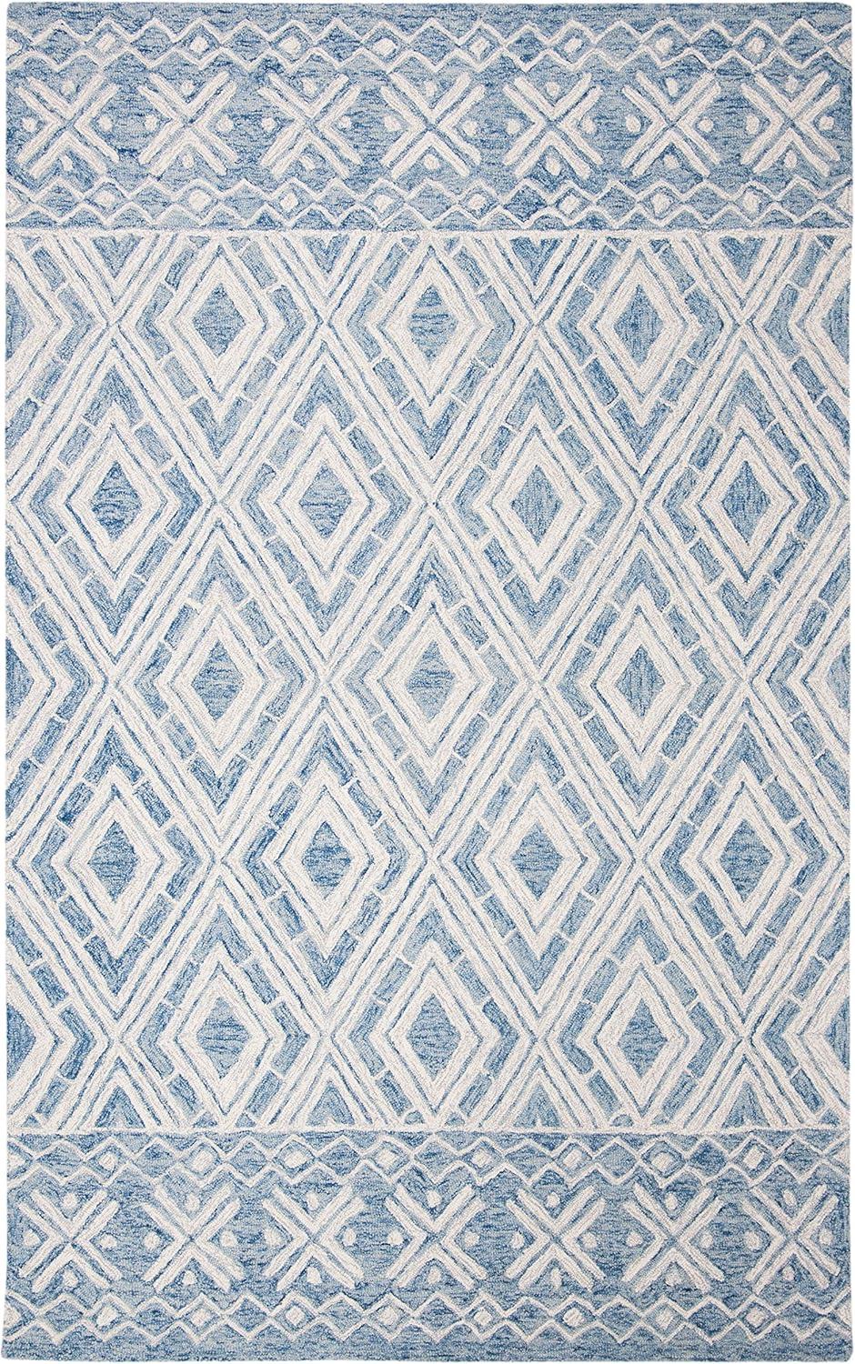 Micro-Loop MLP646 Hand Tufted Indoor Area Rug - Blue/Ivory - 5'x8' - Safavieh