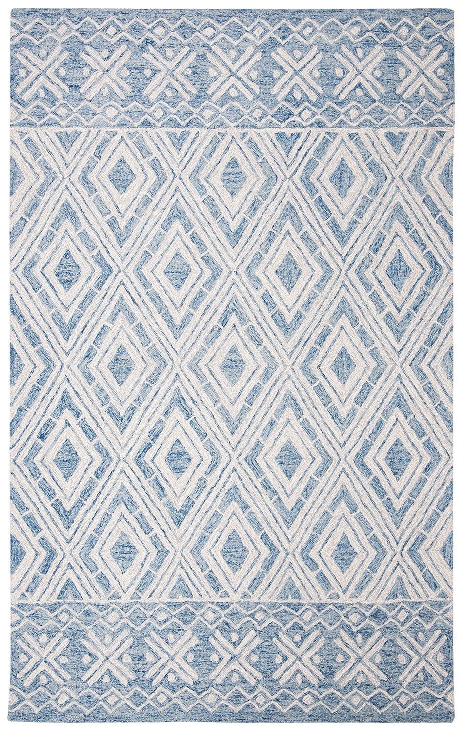 Micro-Loop MLP646 Hand Tufted Indoor Area Rug - Blue/Ivory - 5'x8' - Safavieh