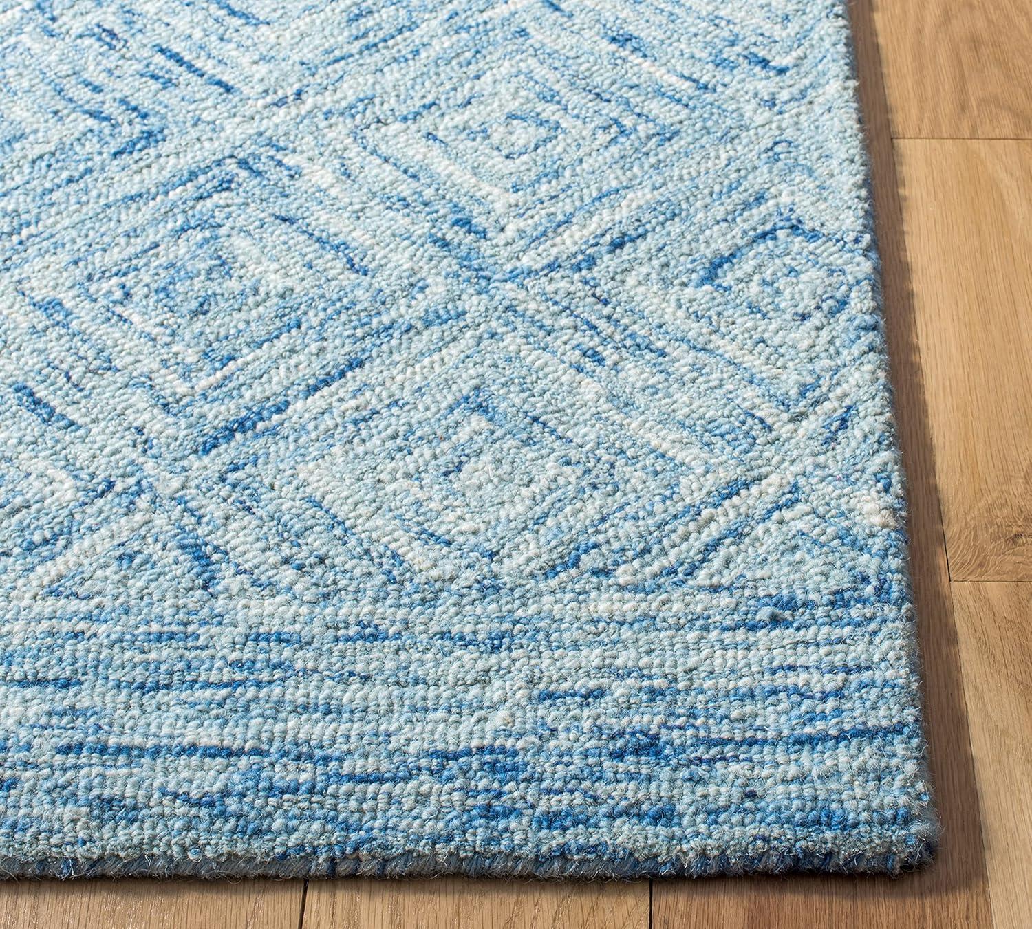 Hand-Tufted Silk Road Inspired Blue Wool Runner Rug - 2'3" x 8'