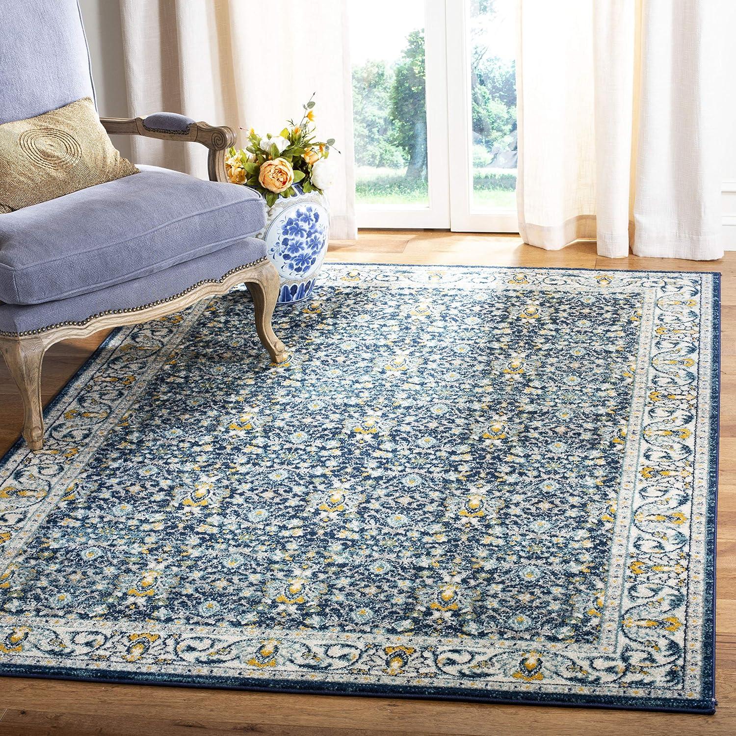 Madison MAD151 Power Loomed Indoor Accent Rug - Navy/Creme - 3'x5' - Safavieh