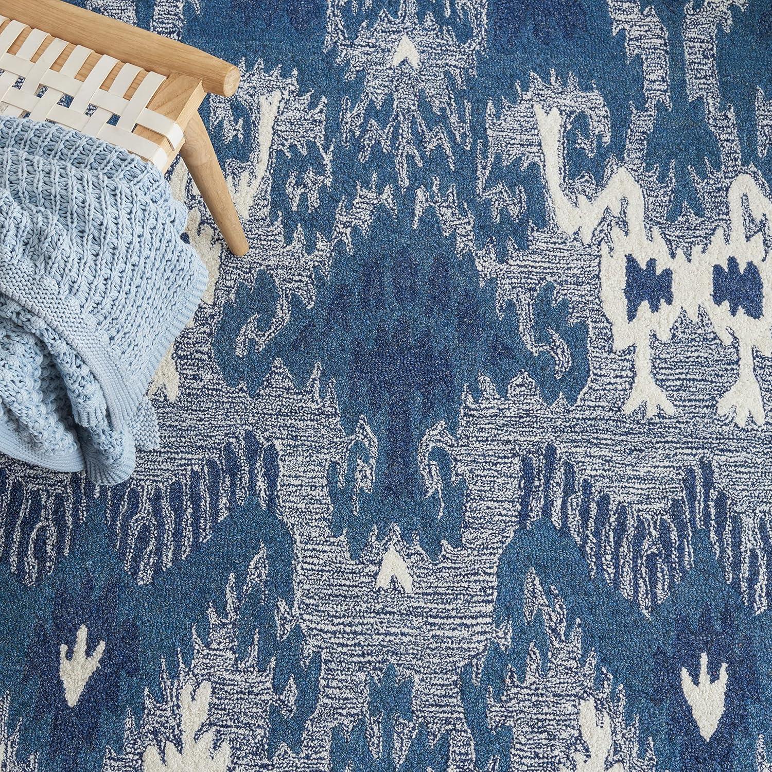 Ikat IKT652 Hand Tufted Area Rug - Blue/Ivory - 8'x10' - Safavieh.