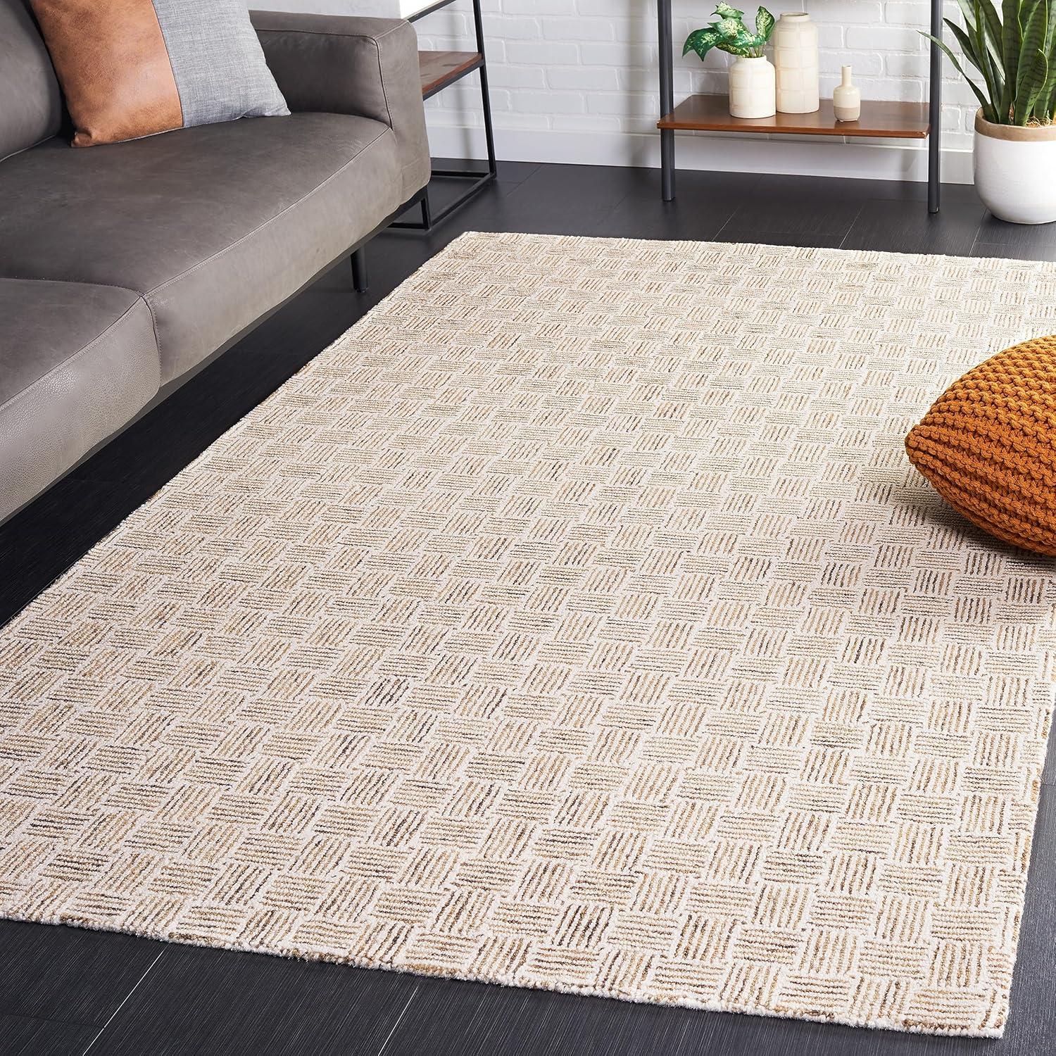 SAFAVIEH Micro-Loop Charlotte Solid Area Rug, Taupe/Ivory, 4' x 6'