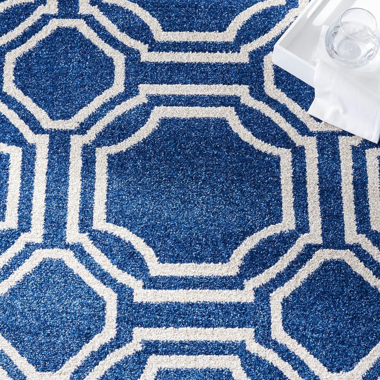 Amherst AMT411 Power Loomed Area Rug - Navy/Ivory - 5'x5' - Safavieh.
