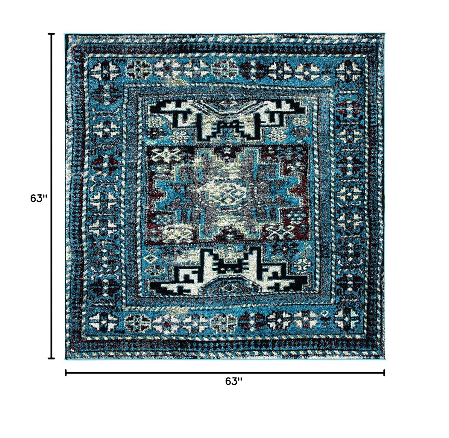 Vintage Hamadan VTH213 Power Loomed Area Rug - Light Blue/Black - 5'3"x5'3" - Safavieh.