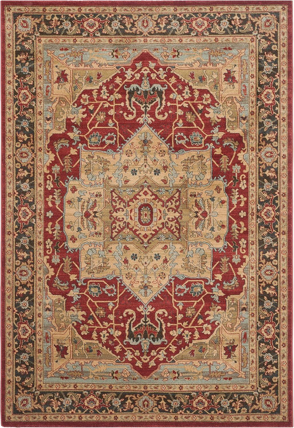 Mahal MAH625 Power Loomed Indoor Area Rug - Natural/Navy - 6'7"x9'2" - Safavieh.