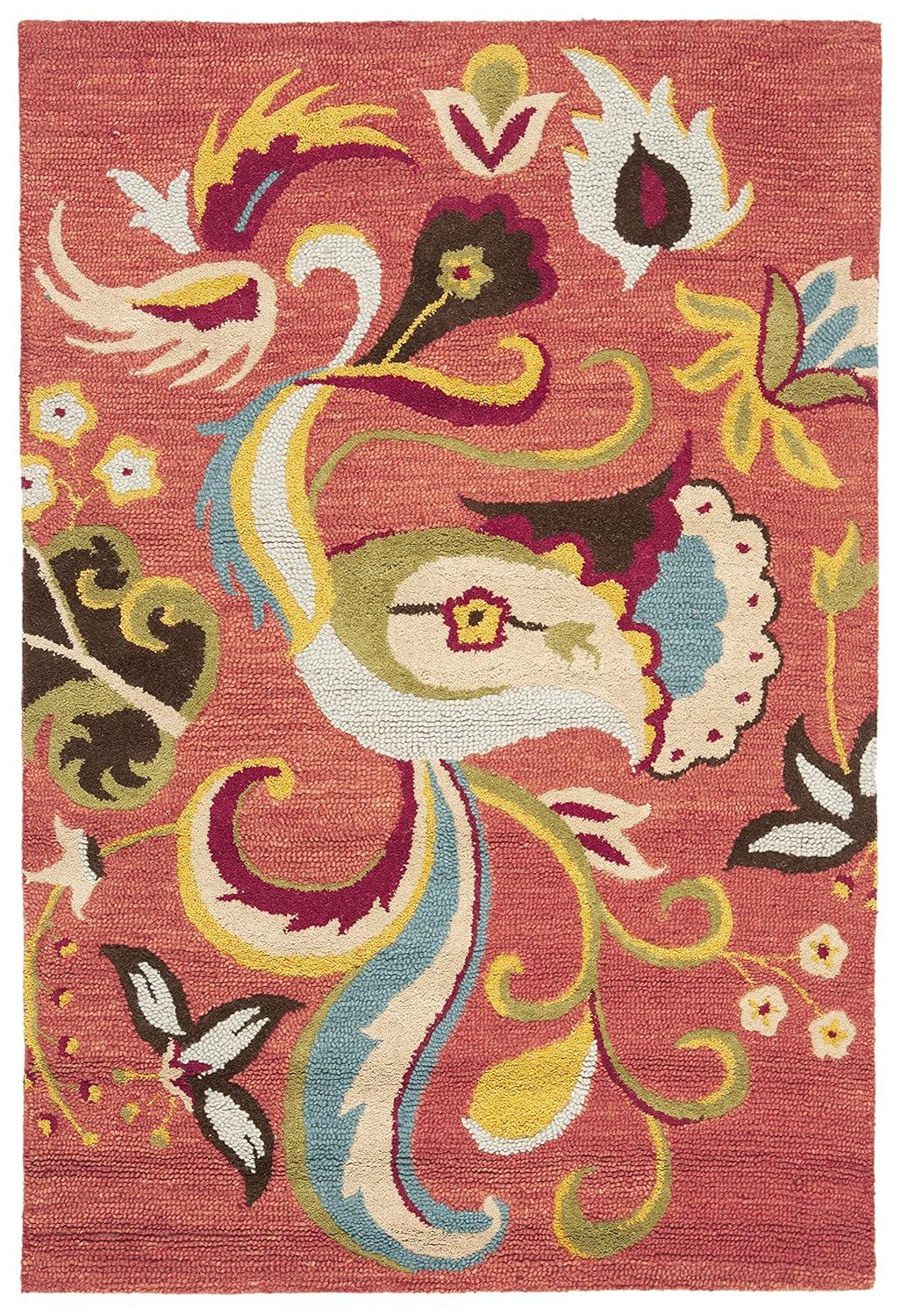Blossom BLM680 Hand Hooked Area Rug - Rust/Multi - 4'x6' - Safavieh.